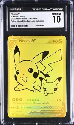 ✨✨ CGC 10 Pikachu V Celebrations Promo SWSH145 Pokemon Card Gold - Image 1