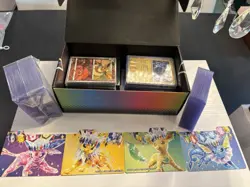 Pokemon Card Lot - ALL Holo Cards - Mixed Sets - Sleeved - Storage Box + 5 Packs - Image 2