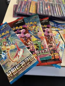 Pokemon Card Lot - ALL Holo Cards - Mixed Sets - Sleeved - Storage Box + 5 Packs - Image 5