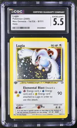 CGC 5.5 Lugia 9/111 Holo 1st Edition Neo Genesis Pokemon Card - Image 1