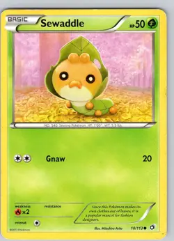 Pokemon TCG Sewaddle Legendary Treasures 10/113 Regular Common Card Played LP - Image 1