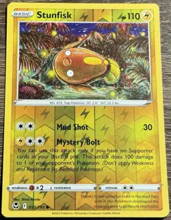 Pokemon TCG Stunfisk Silver Tempest 055/195 Reverse Holo Common NM/M (L) - Image 1