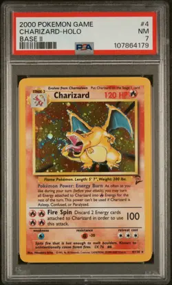 2000 POKEMON BASE SET 2 #4 CHARIZARD-HOLO PSA 7 - Image 1