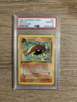 Pokemon TCG Fossil 1st Edition Kabuto PSA 10 - Image 1