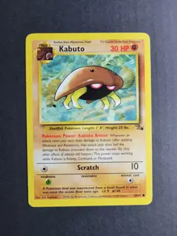 Kabuto 50/62 Pokemon TCG Fossil Unlimited Regular Common LP - Image 2