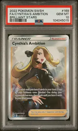 2022 POKEMON SWORD & SHIELD BRILLIANT STARS FULL ART/CYNTHIA'S AMBITION PSA 10 - Image 1