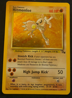 Hitmonlee Holo Rare Fossil Set 7/62 Vintage 1999 WOTC Pokemon TCG HP - Image 1