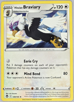 Pokemon - Hisuian Braviary - 149/195 - Rare - Silver Tempest - NM/M - Image 1