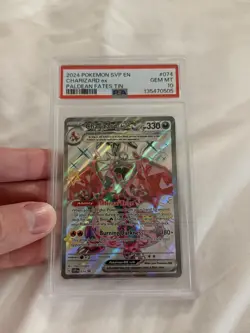 Pokemon Paldean Fates Tin Promo Charizard ex 074 PSA 10 - Image 1