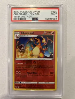2020 Pokemon Swsh Charizard Rev Foil Vivid Voltage Psa 9 #025 - Image 1