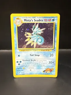 Pokemon TCG Misty's Seadra Holo Rare Gym Heroes Prerelease 9/132 M Double Swirl - Image 1
