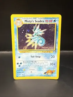 Pokemon TCG Misty's Seadra Holo Rare Gym Heroes Prerelease 9/132 M Double Swirl - Image 2