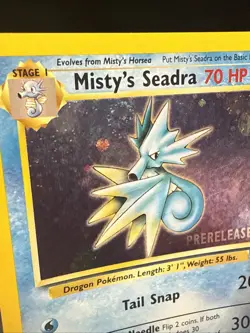 Pokemon TCG Misty's Seadra Holo Rare Gym Heroes Prerelease 9/132 M Double Swirl - Image 3