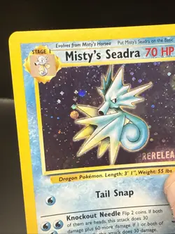 Pokemon TCG Misty's Seadra Holo Rare Gym Heroes Prerelease 9/132 M Double Swirl - Image 4