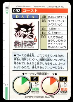 Japanese Pokemon Haunter 041/128 Base Bandai Carddass LP - Image 2