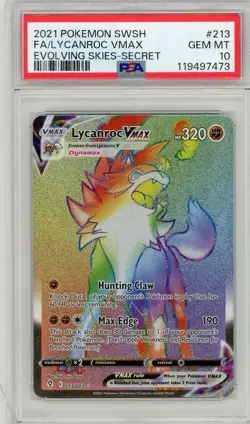 2021 Pokemon Sword & Shield Evolving Skies Lycanroc VMAX #213 PSA 10 Gem Mint - Image 1