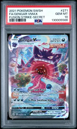 2021 POKEMON SWORD & SHIELD FUSION STRIKE SECRET FULL ART/GENGAR VMAX PSA 10 - Image 1