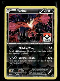 2016 POKEMON LEAGUE STAMPED 65/114 YVELTAL REVERSE HOLO - Image 1
