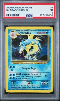 PSA 1 POKEMON 1999 BASE SET UNLIMITED #6 GYARADOS-HOLO - Image 1