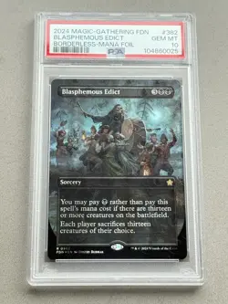 PSA 10 ~ Blasphemous Edict #382 Borderless Mana Foil ~ MTG Foundations FDN - Image 1