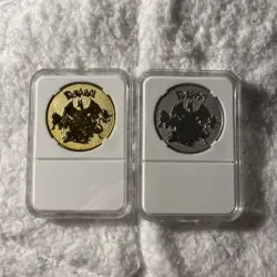 Pokemon Collectible Pikachu Coin In Case Lot Of Two, Silver Plated & Gold Plated - Image 4