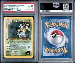 Erika's Venusaur Holo 1st Edition PSA 8 2000 Pokemon Gym Challenge 4 Thick Stamp - Image 3