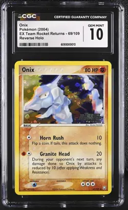 CGC 10 Pokemon Onix 69/109 2004 EX Team Rocket Returns Common Reverse Holo - Image 1