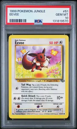 1999 POKEMON JUNGLE #51 EEVEE PSA 10 - Image 1