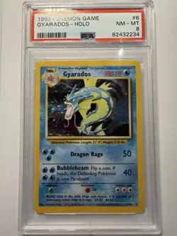 1999 POKEMON BASE SET UNLIMITED #6 GYARADOS-HOLO PSA 8 - Image 1