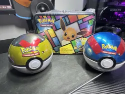Pokemon Eevee 3-Pack Treasure Chest Tin & 2 Random Poke Balls. Costco Exclusive. - Image 1