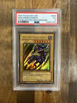 Graded PSA 5 2002 YU-GI-OH! LOB Gaia Fierce Knight Leg Blue Eyes Wht Dragon #006 - Image 1
