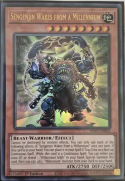 YuGiOh Sengenjin Wakes from a Millennium Ultra Rare 1st Edition INFO-EN001 - Image 1