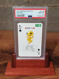 1996 Pokemon Kakuna Red Back Poker Playing Card 5 of Clubs- PSA 10 - Image 1