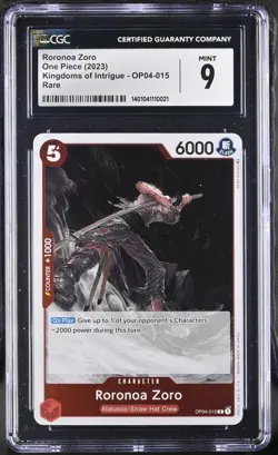 English One Piece TCG Roronoa Zoro Card (OP04-015) *CGC Mint 9* - Image 1