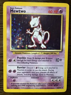 Mewtwo - 10/102 - Pokemon Base Set Unlimited Holo Rare Card WOTC MP - Image 1
