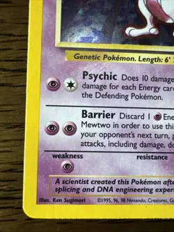 Mewtwo - 10/102 - Pokemon Base Set Unlimited Holo Rare Card WOTC MP - Image 3