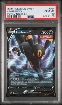 2021 Pokemon SWSH Evolving Skies Umbreon V 094/203 PSA 10 Gem Mint - Image 2