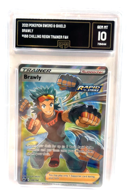 2021 POKEMON GEM MINT BRAWLY # 188 CHILLING REIGN FULL ART GRADE 10 AWESOME ! - Image 1