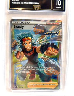 2021 POKEMON GEM MINT BRAWLY # 188 CHILLING REIGN FULL ART GRADE 10 AWESOME ! - Image 2