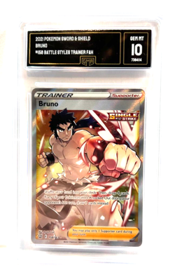 2021 POKEMON GEM MINT BRUNO # 158 TRAINER FULL ART HOLO GRADE 10 AWESOME ! - Image 1