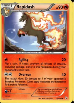Rapidash 15/106 Uncommon XY Flashfire Pokemon - Image 1