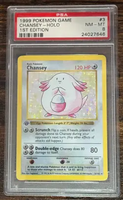 1999 POKEMON GAME #3 CHANSEY - HOLO 1ST EDITION PSA 8 - Image 1