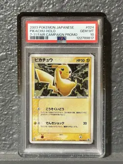 2003 POKEMON JAPANESE PROMO 7-11 FAIR CAMPAIGN #024 PIKACHU-HOLO PSA 10 - Image 1