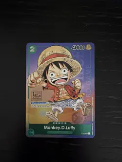 Monkey D Luffy P-037 1st Anniversary Tournament STAMP Promo Holo One Piece Card - Image 1