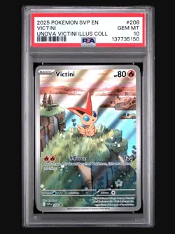 2025 POKEMON SVP EN-SV BLACK STAR PROMO #208 VICTINI UNOVA ILLUS COLL PSA 10 - Image 1