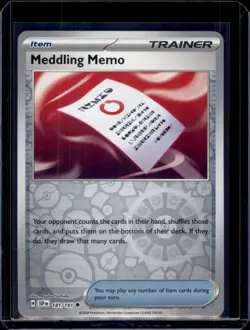 Meddling Memo 181/191 Reverse Holo SV08: Surging Sparks Pokemon TCG NM+ - Image 1
