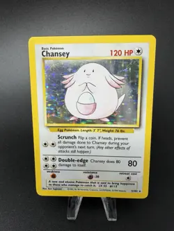Pokemon TCG Chansey Base Set Holo Unlimited Rare Card 3/102 Vintage MP - Image 1
