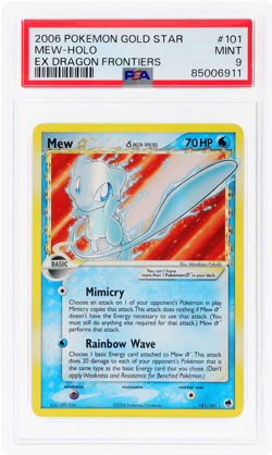 2006 Pokemon Gold Star Ex Dragon Frontiers Mew Goldstar Holo #101 PSA 9 - Image 1