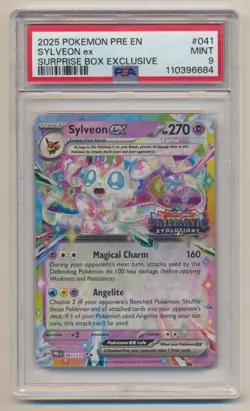 PSA 9 Pokemon Prismatic Evolutions Surprise Box Promo Sylveon EX 041/131 MINT - Image 1