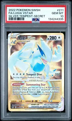 2022 POKEMON SWORD & SHIELD SILVER TEMPEST SECRET FULL ART/LUGIA VSTAR PSA 10 - Image 1